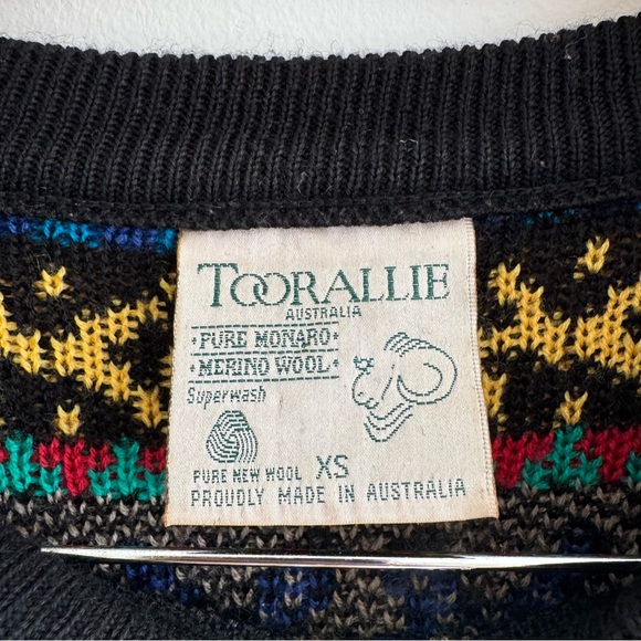 Vintage Toorallie | Coogi Style Australia Merino Wool Kangaroo 🦘 Sweater ~ XS - Picture 4 of 5